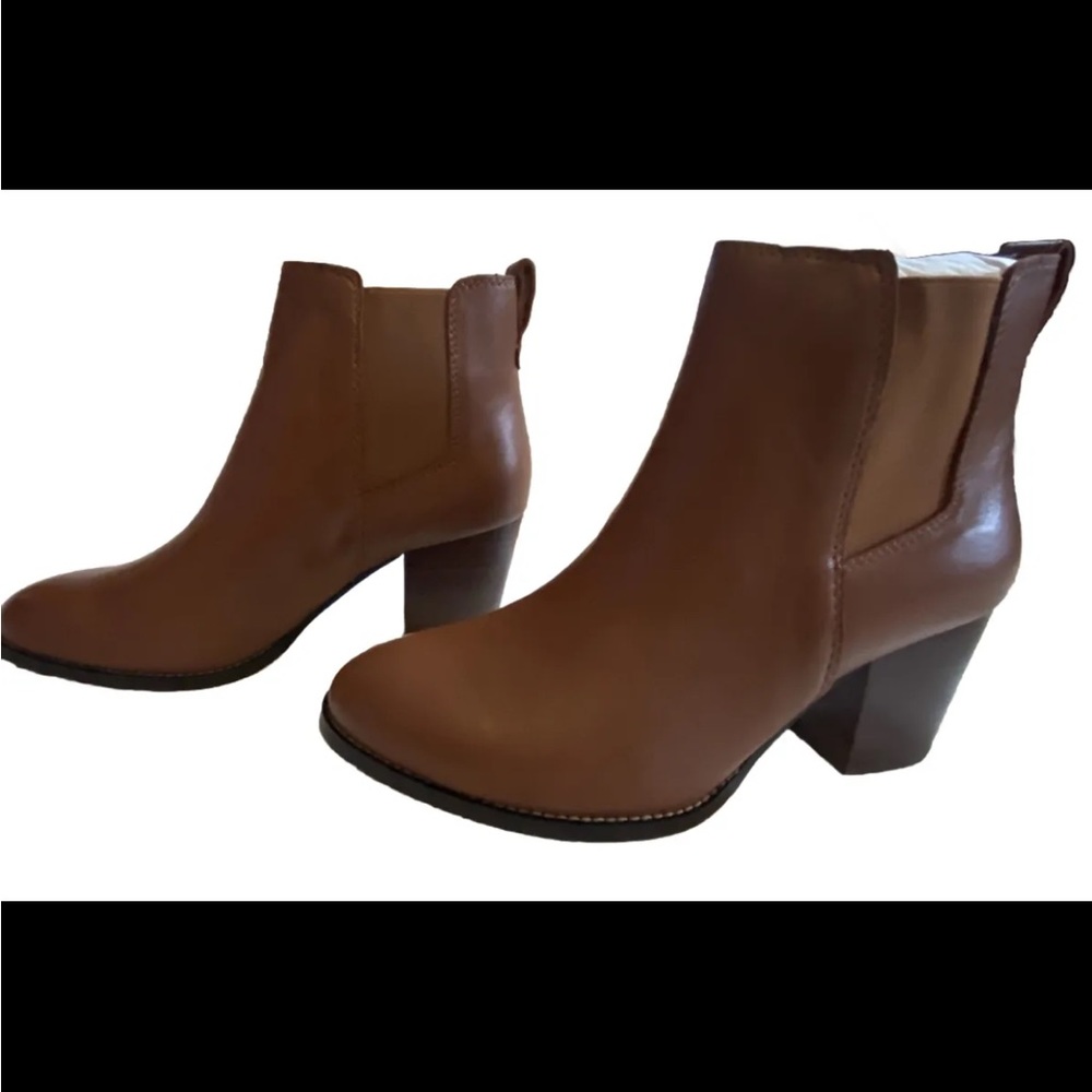 NEW J.Crew Factory Rory Leather Heeled Boots Bootie Warm Sepia Women’s 8.5 Brown